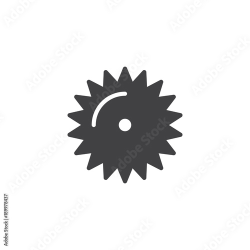 Saw blade icon vector, filled flat sign, solid pictogram isolated on white. Industrial saw symbol, logo illustration.