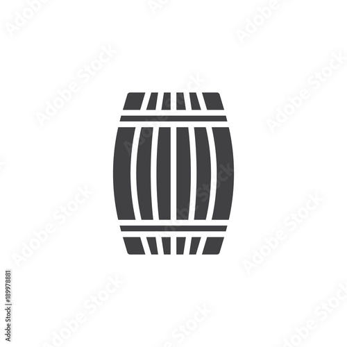 Wooden barrel cellar icon vector, filled flat sign, solid pictogram isolated on white. Wine barrel symbol, logo illustration.