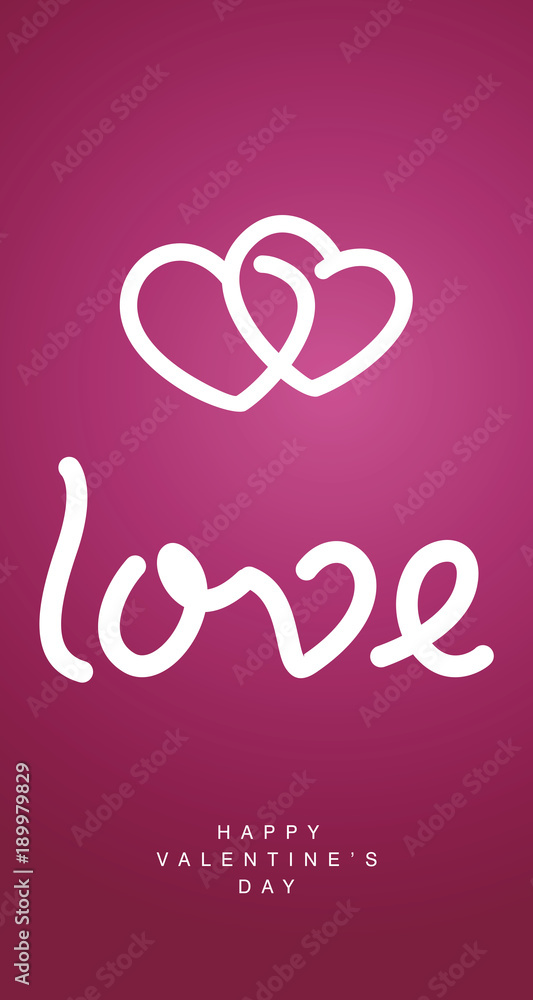 Love two hearts brand logo pink portrait background