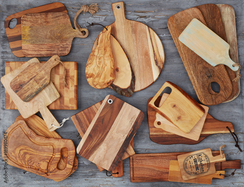 Wooden cutting boards variation photo