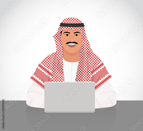 Arabic man working with laptop