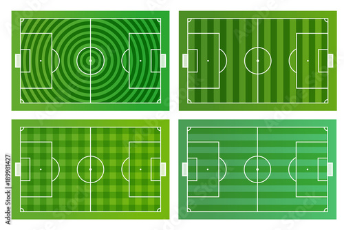 Different green football fields vector infographic template