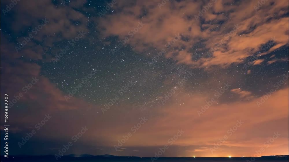 Time Lapse, Starry And Cloudy Night Over Playa Hermosa, Costa Rica