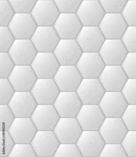 Hexagon hive, futuristic padded wall, quilted texture, vector seamless pattern, realistic 3d background, golf theme inspired ornament, kitchen tile template.