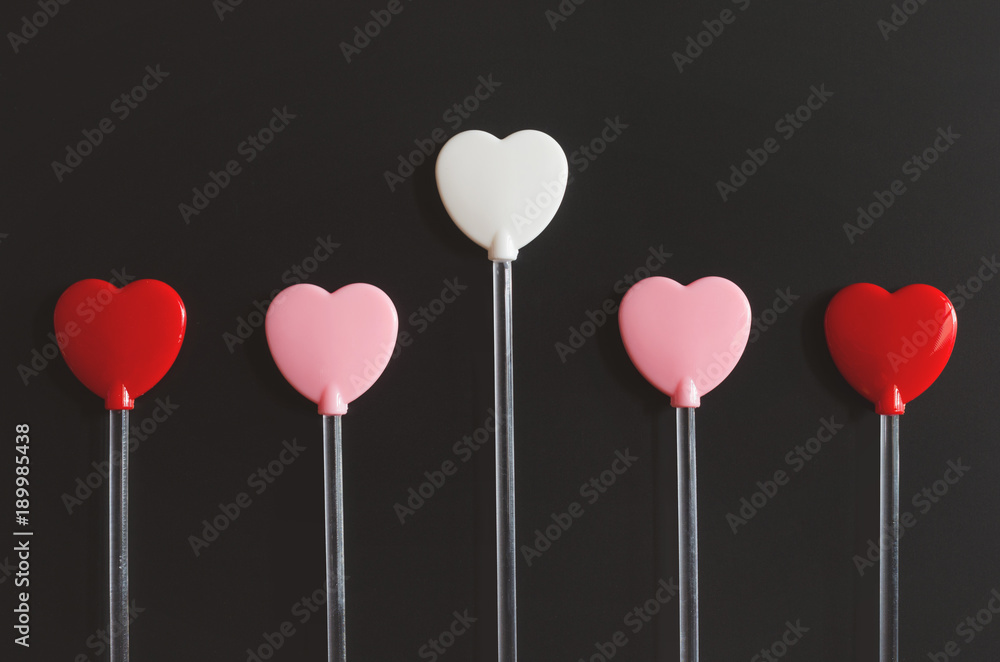 many heart colorful on blackboard. love concept. valentine day.