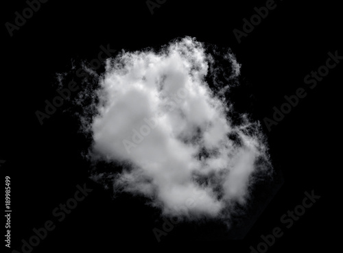 White cloud isolated on black with clipping path