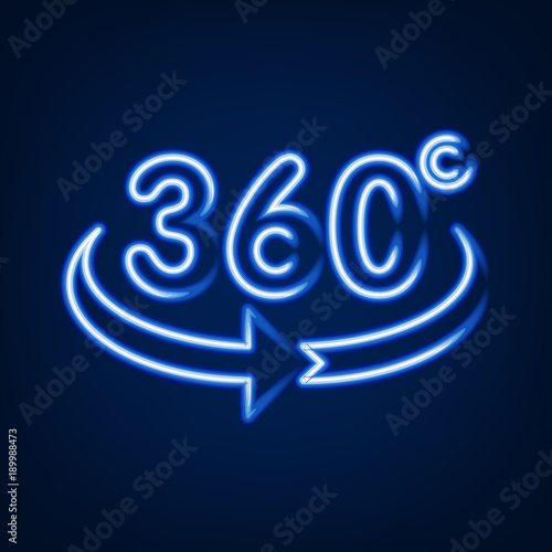 360 degrees view sign icon neon light effect you can adjustment the colors as you want.