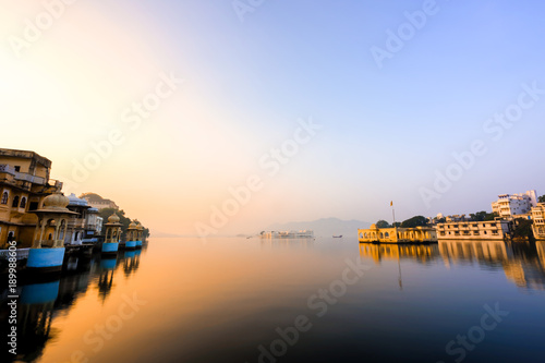 The lake Pichola on sunrise, Udaipur, India