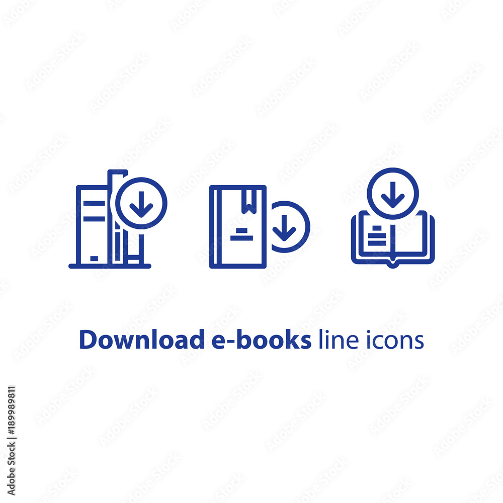Archive access, book download, vector line icon Archive access, book download, vector line icon