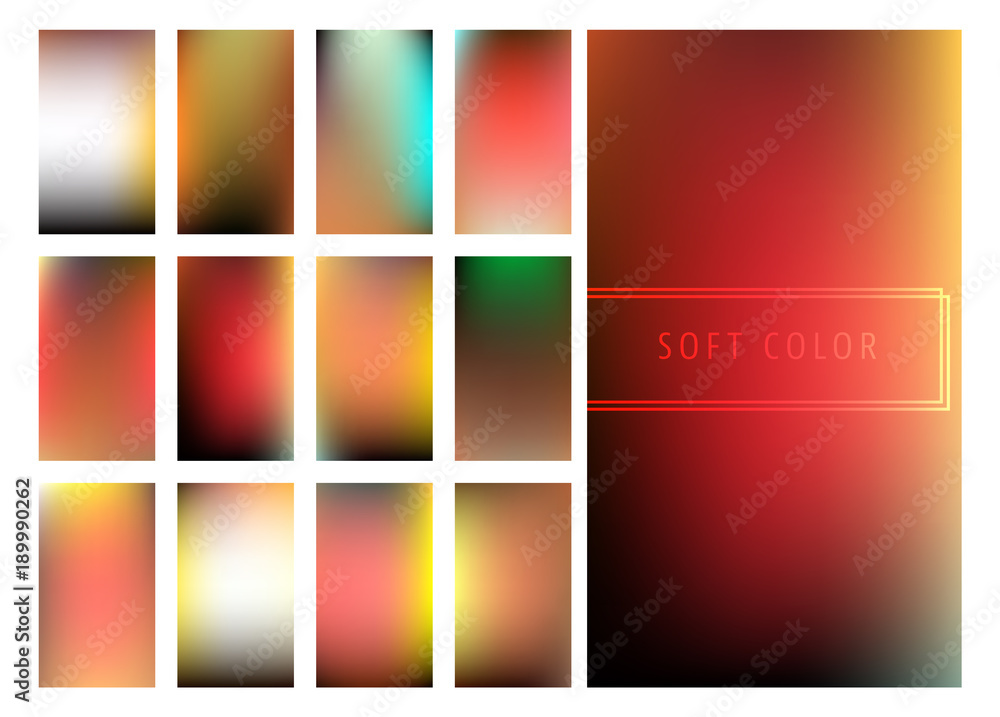 Set of soft color gradients background