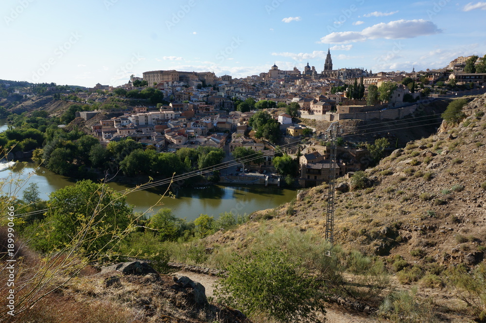 Toledo at Tagus river, Tajo, medieval city, Spain