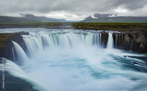 Gorgeous Godafoss waterfalls in north Iceland. Slow shutter speed