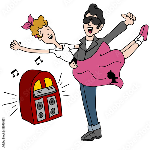 Sock Hop Rock and Roll Fifties Dancing Couple