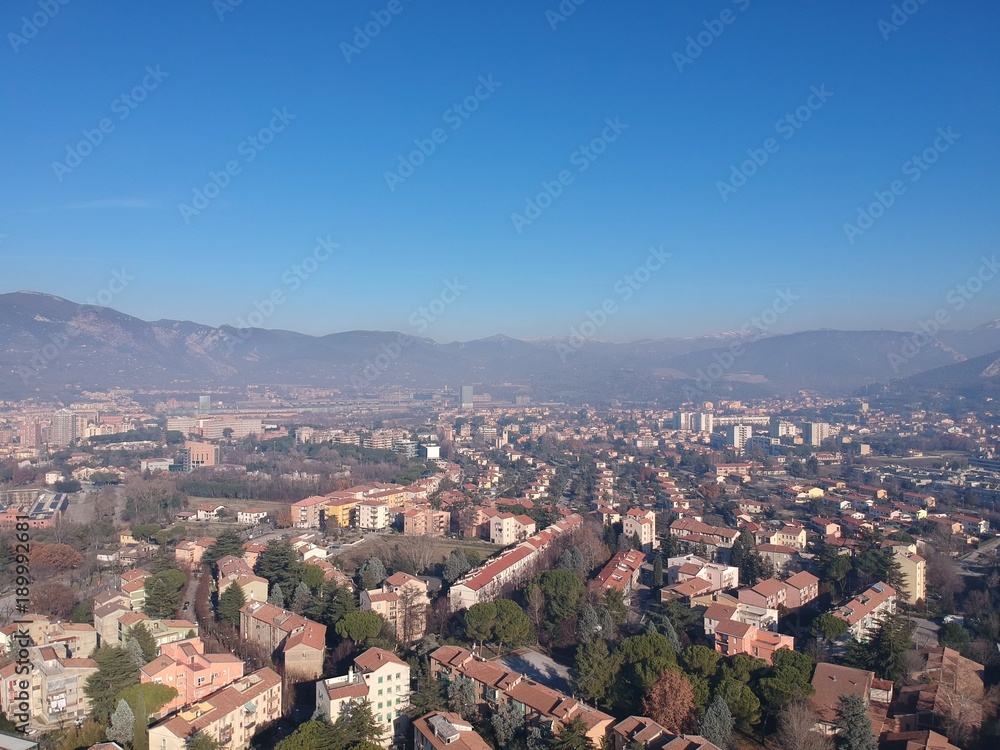 Flying above the town. Terni, Umbria, Italy