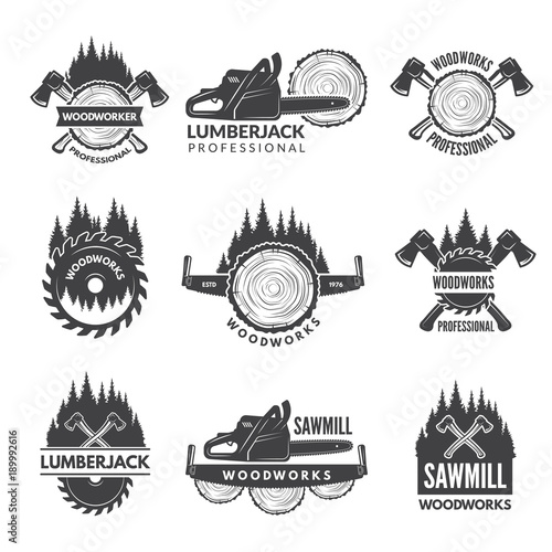 Badges set for wood working industry