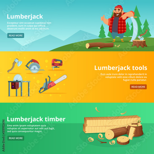Horisontal banners of sawmill theme