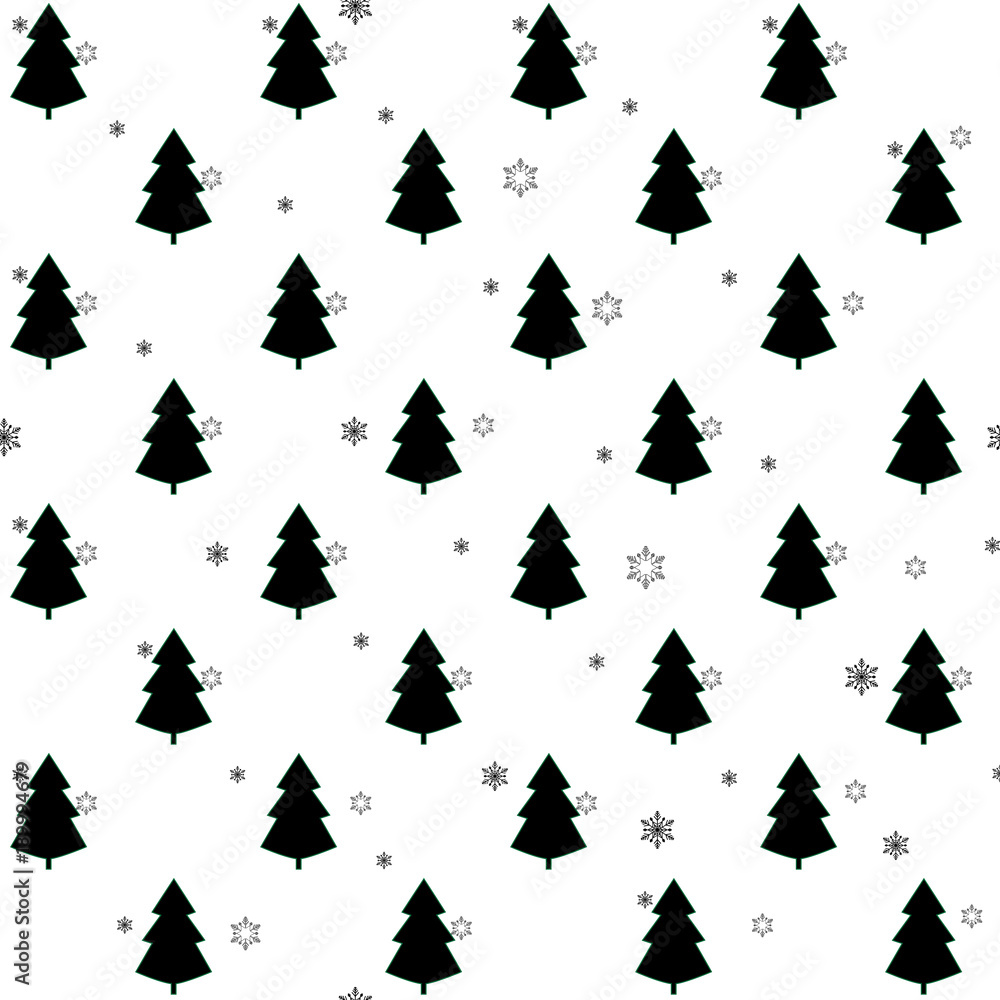 Obraz premium Christmas tree and snowflake seamless pattern