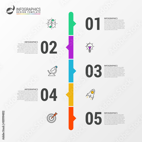 Timeline concept with 5 steps. Infographic design template