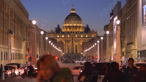 Rome, Italy - January 25, 2018: 4k, via della Conciliazione, behind the Saint Peter's square and Basilica, Rome, Vatican