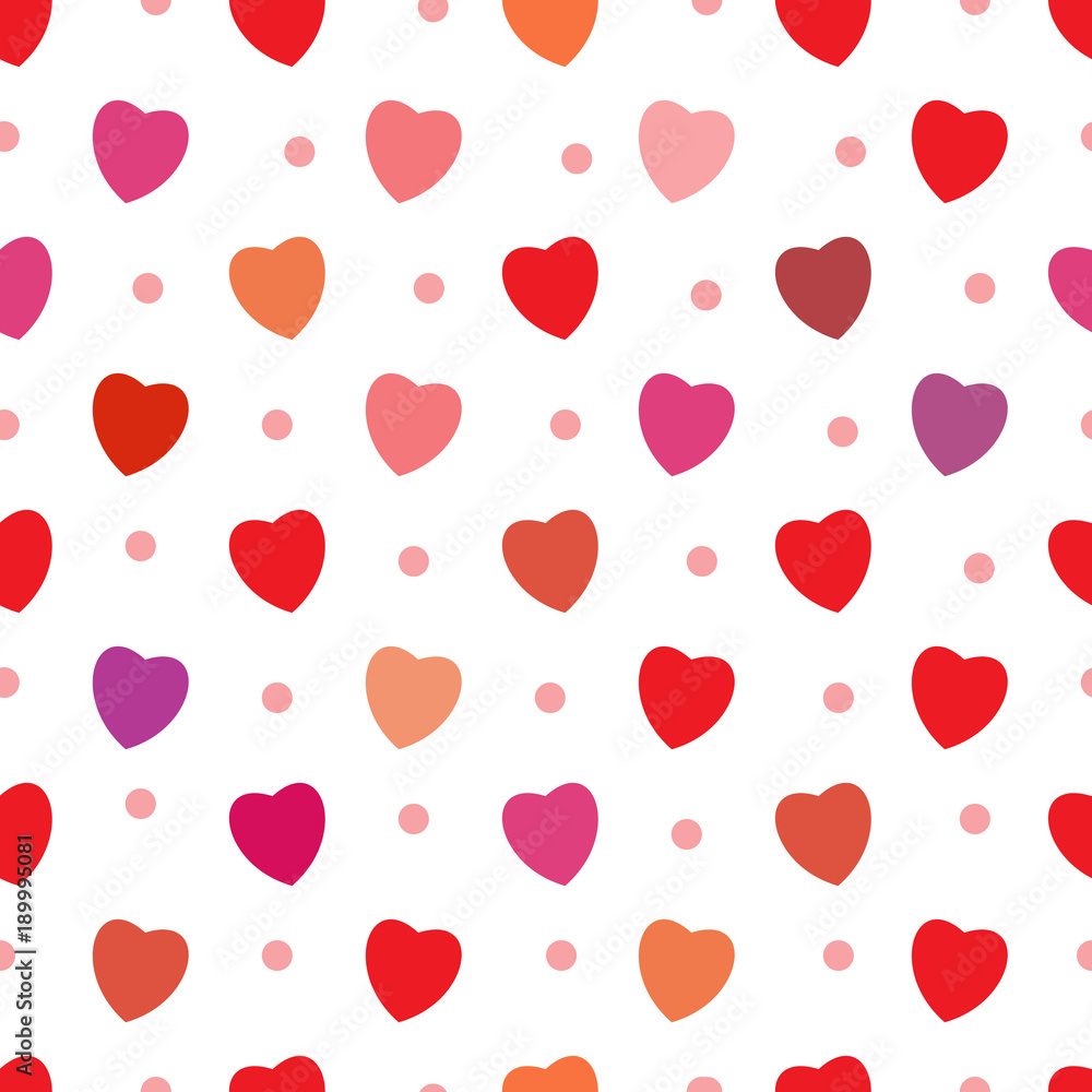 Heart and polka seamless pattern