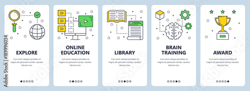 Vector modern thin line education concept web banner set