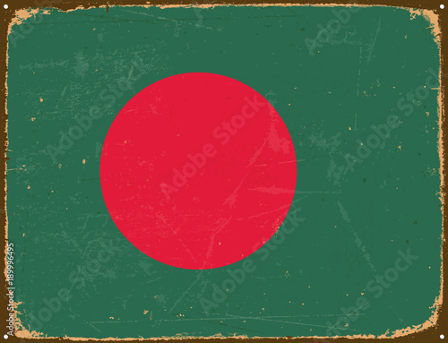 Vintage Metal Sign - Bangladesh Flag - Vector EPS10. Grunge scratches and stain effects can be easily removed for a cleaner look.