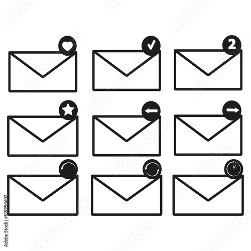 Envelopes set of icons
