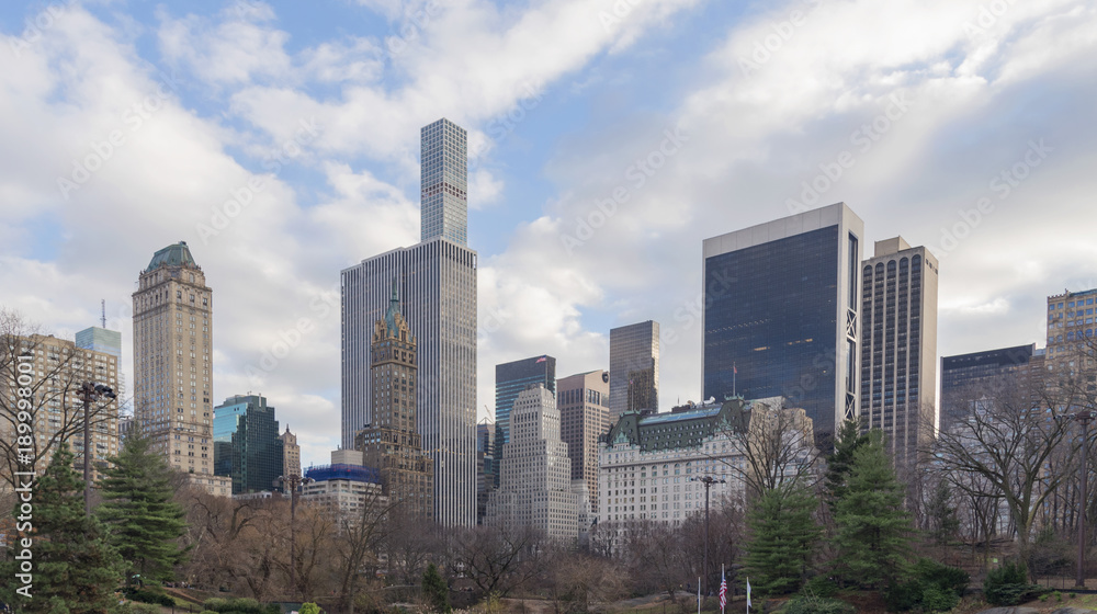 Fototapeta premium Midtown Manhattan skyline viewed from Central Park, panorama.
