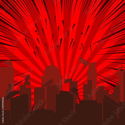 Comic collapsing city template