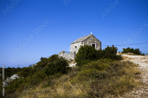 Chapel on Hum peak - top of Vis island, Croatia. 