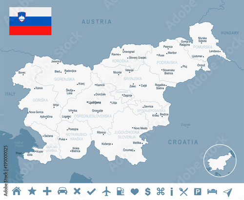 Photo Slovenia - map and flag Detailed Vector Illustration