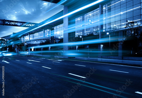 abstract image of blur motion of cars on the city road at night