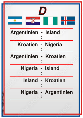 FUSSBALL-SOCCER - Gruppe-D Russland - Mannschaften und Länderflaggen