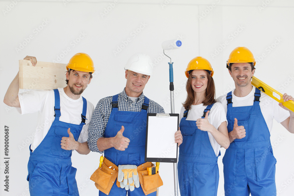 Workers with tools and contract Workers with tools and contract