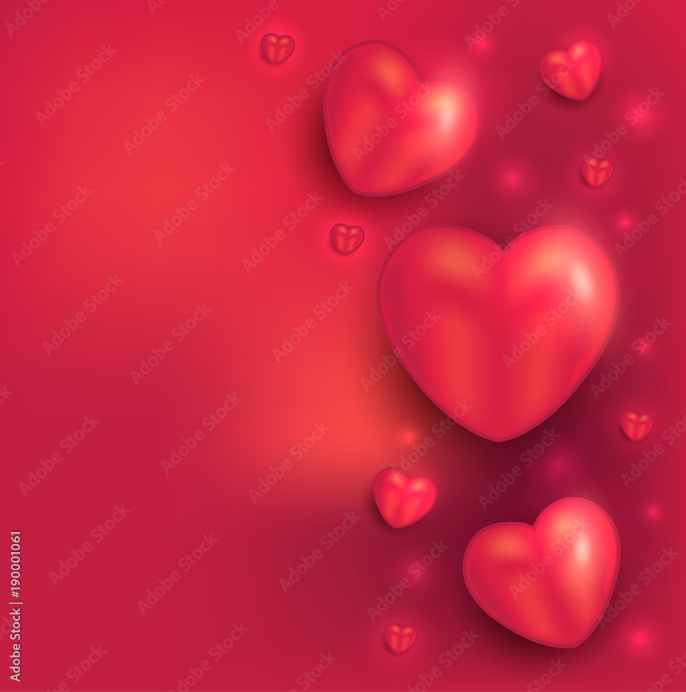 Love Valentine heart  red background vector