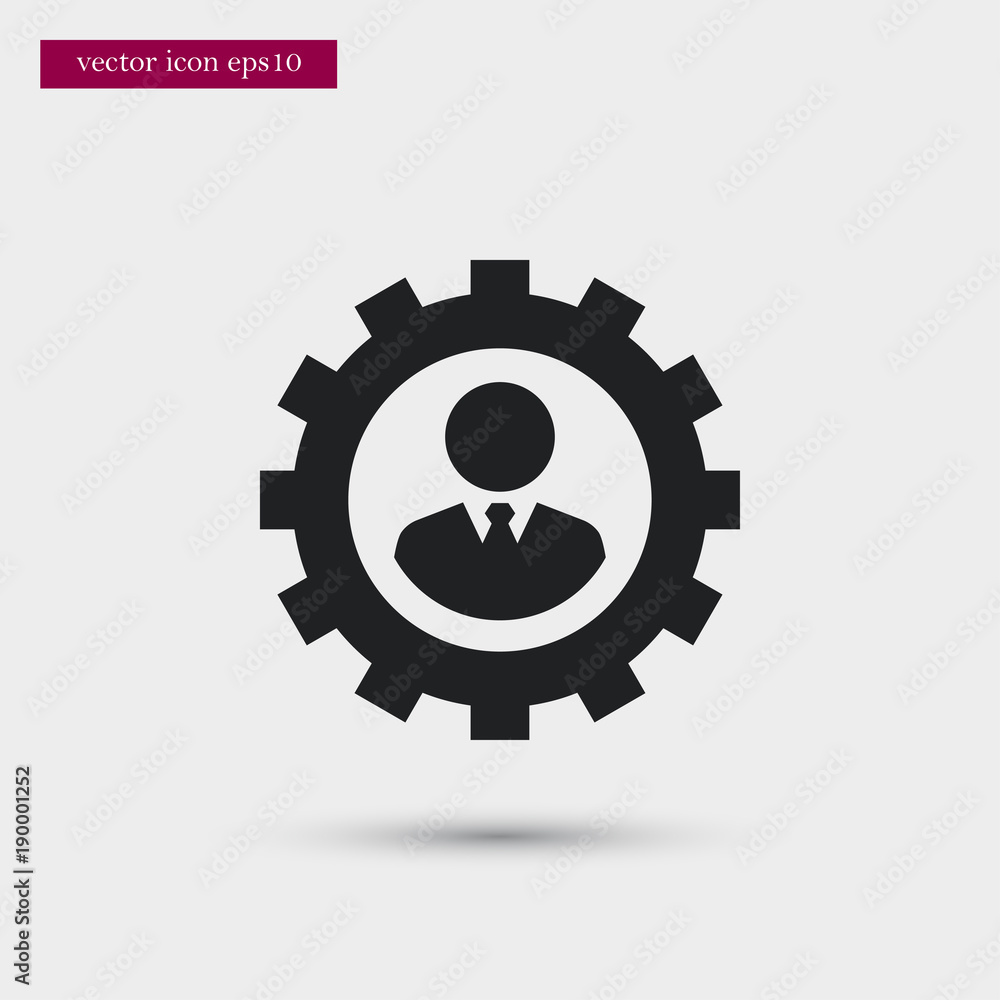 User with gear icon simple vector sign User with gear icon simple vector sign