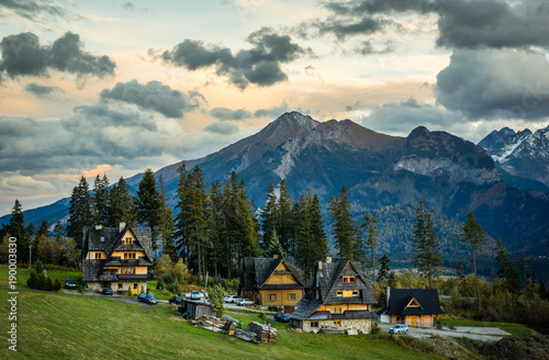 Panorama Tatra mountains from glade  Glodowka, Bukowina Tatrzanska, Poland photo