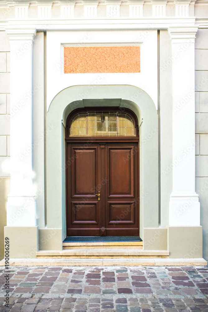 old vintage wooden with metal door