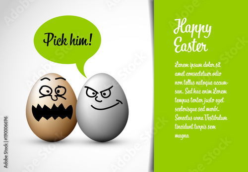 Funny easter card with easter eggs