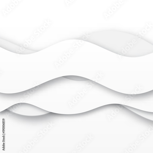 Modern paper art cartoon abstract white and gray water waves. Realistic trendy craft style. Origami design template. Realistic trendy craft style.