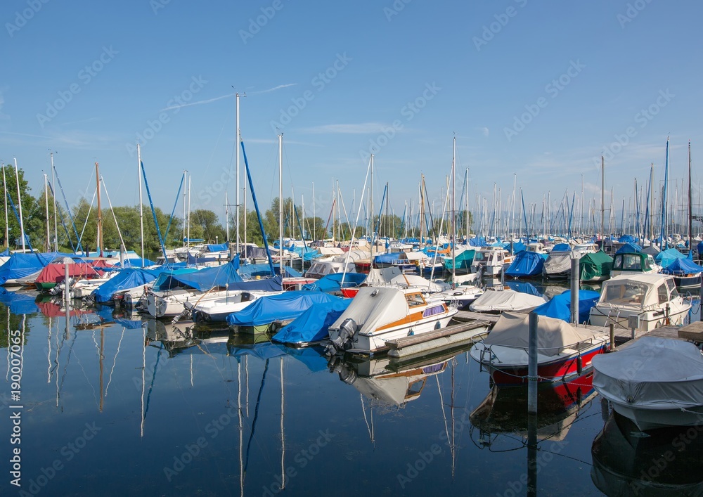 Marina in Romanshorn in Switzerland at the Lake Constance