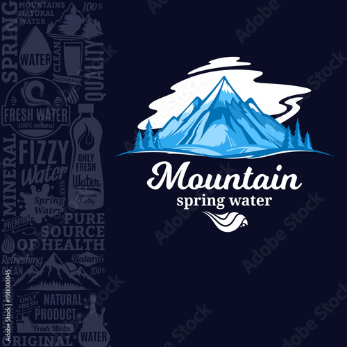 Vector ice mountain water illustration