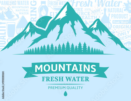 Vector mountain fresh water illustration