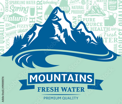 Vector mountain fresh water illustration