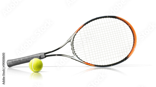 Obraz na płótnie Sport. Tennis racket and ball. Isolated on the white background