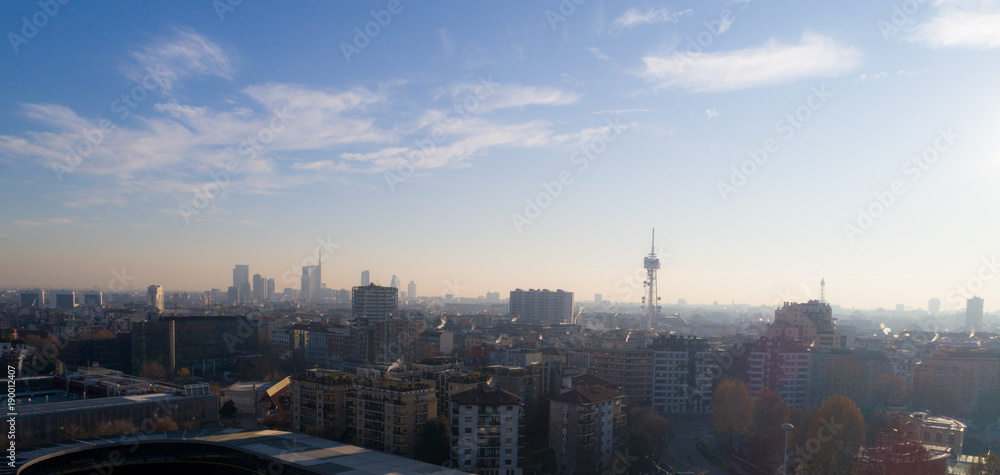 Aerial drone photo of Milan, Italy