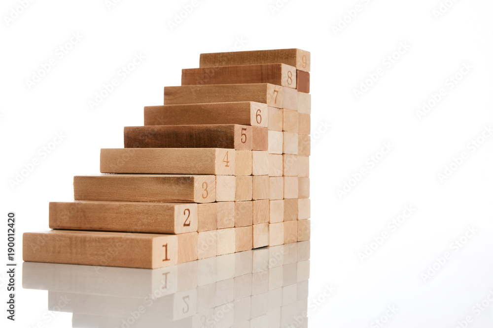 Wood block stacking as step stair Wood block stacking as step stair