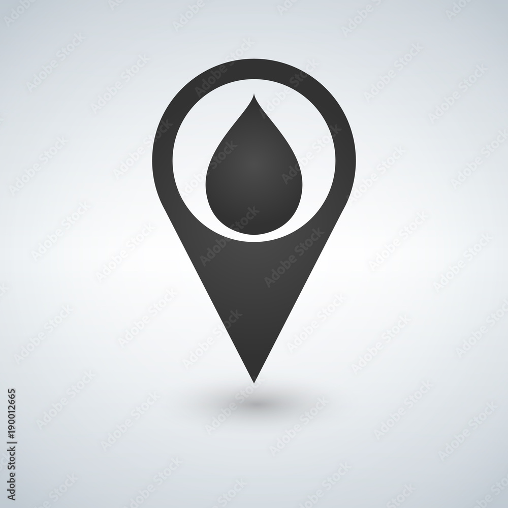 Map pointer with water drop icon. Vector illustration. Map pointer with water drop icon. Vector illustration.