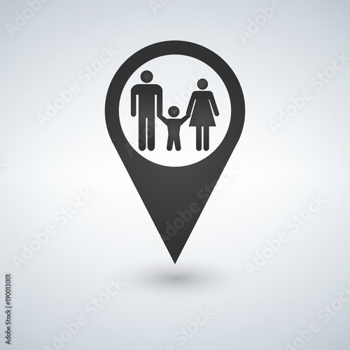 Map pointer with a family. ...