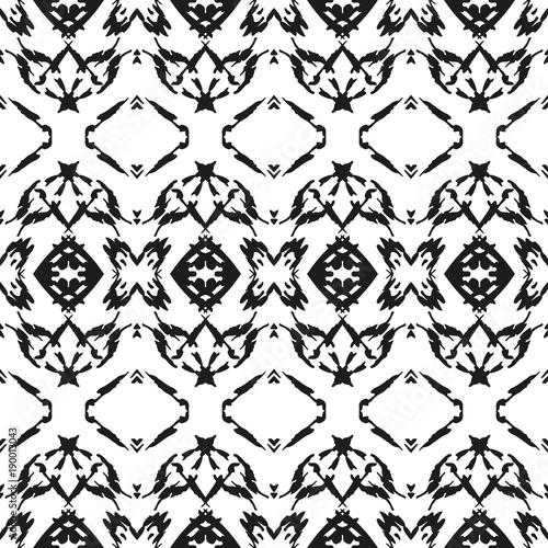Black and White Seamless Ethnic Pattern. Vintage  Grunge  Abstract Tribal Background for Textile Design  Wallpaper  Surface Design  Wrapping Paper
